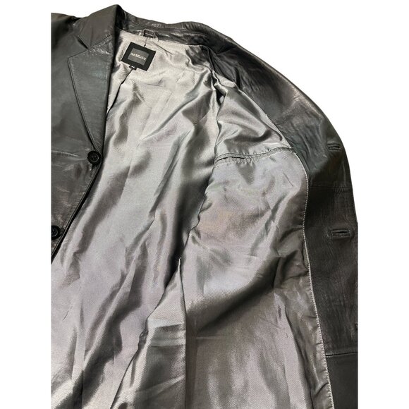 Massimo Moda Collezioni Genuine Leather Jacket Black Mens Size 44 - Picture 4 of 8
